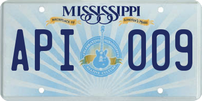 MS license plate API009