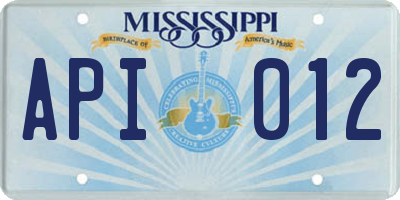 MS license plate API012