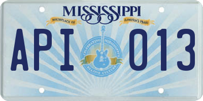 MS license plate API013