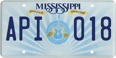 MS license plate API018