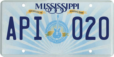 MS license plate API020