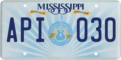 MS license plate API030