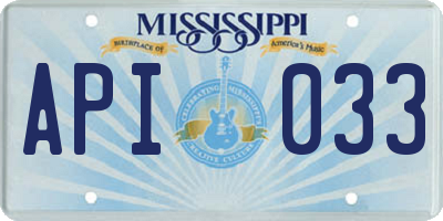 MS license plate API033