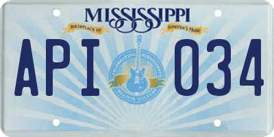 MS license plate API034