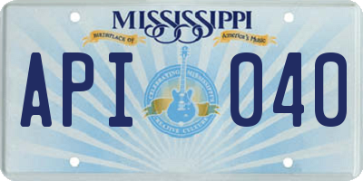 MS license plate API040
