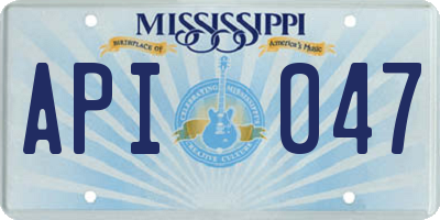 MS license plate API047