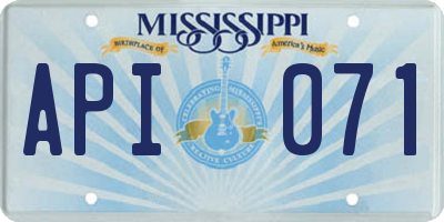 MS license plate API071