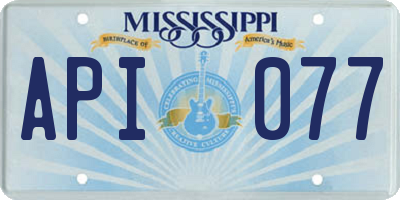 MS license plate API077