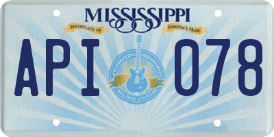 MS license plate API078