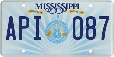 MS license plate API087