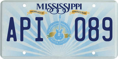 MS license plate API089