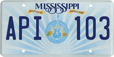 MS license plate API103