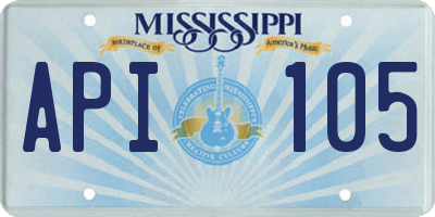 MS license plate API105