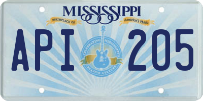 MS license plate API205