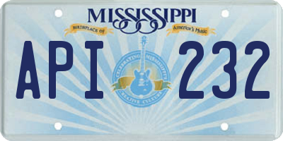 MS license plate API232