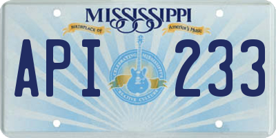 MS license plate API233