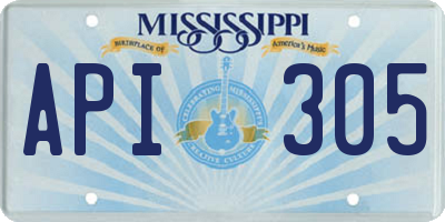 MS license plate API305
