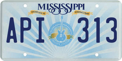 MS license plate API313