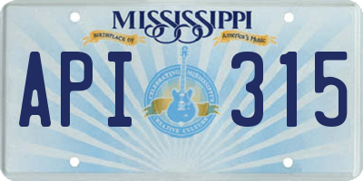 MS license plate API315