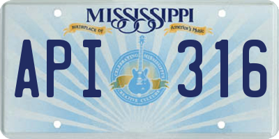 MS license plate API316