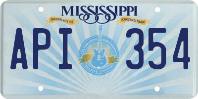 MS license plate API354