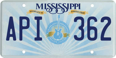 MS license plate API362
