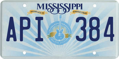 MS license plate API384