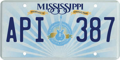 MS license plate API387
