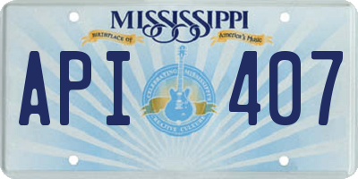 MS license plate API407