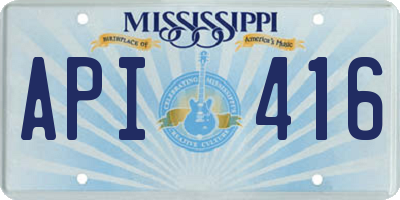 MS license plate API416