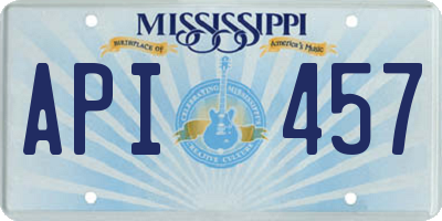 MS license plate API457