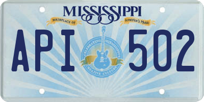 MS license plate API502