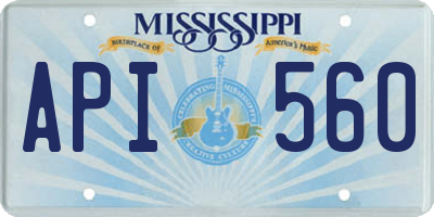 MS license plate API560