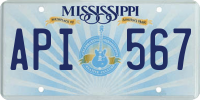 MS license plate API567