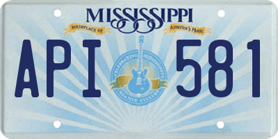 MS license plate API581