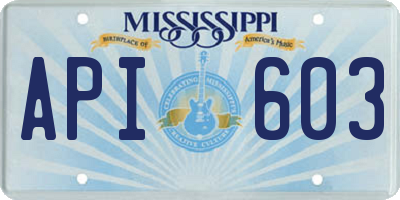 MS license plate API603