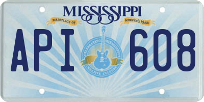 MS license plate API608