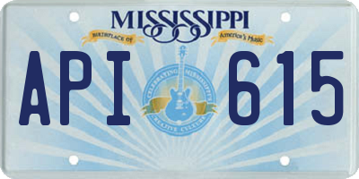 MS license plate API615