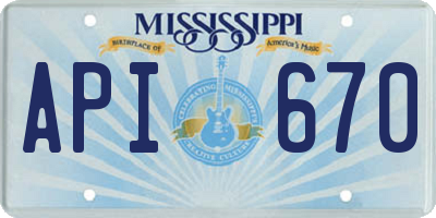 MS license plate API670
