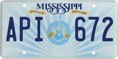 MS license plate API672