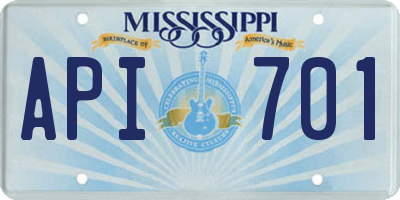 MS license plate API701