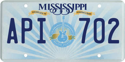 MS license plate API702