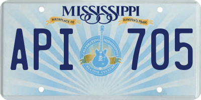 MS license plate API705