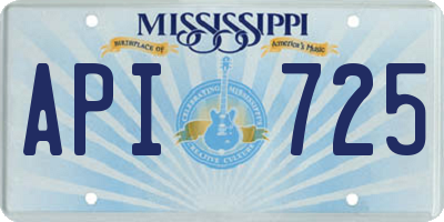 MS license plate API725