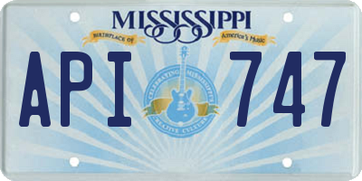 MS license plate API747