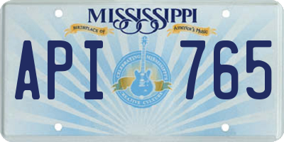 MS license plate API765