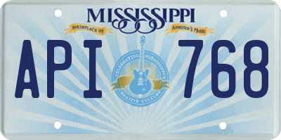 MS license plate API768