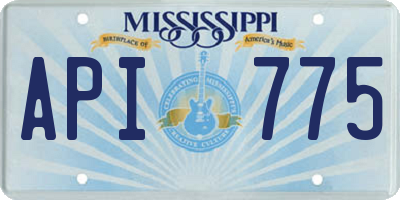 MS license plate API775
