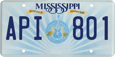 MS license plate API801