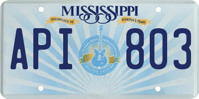 MS license plate API803